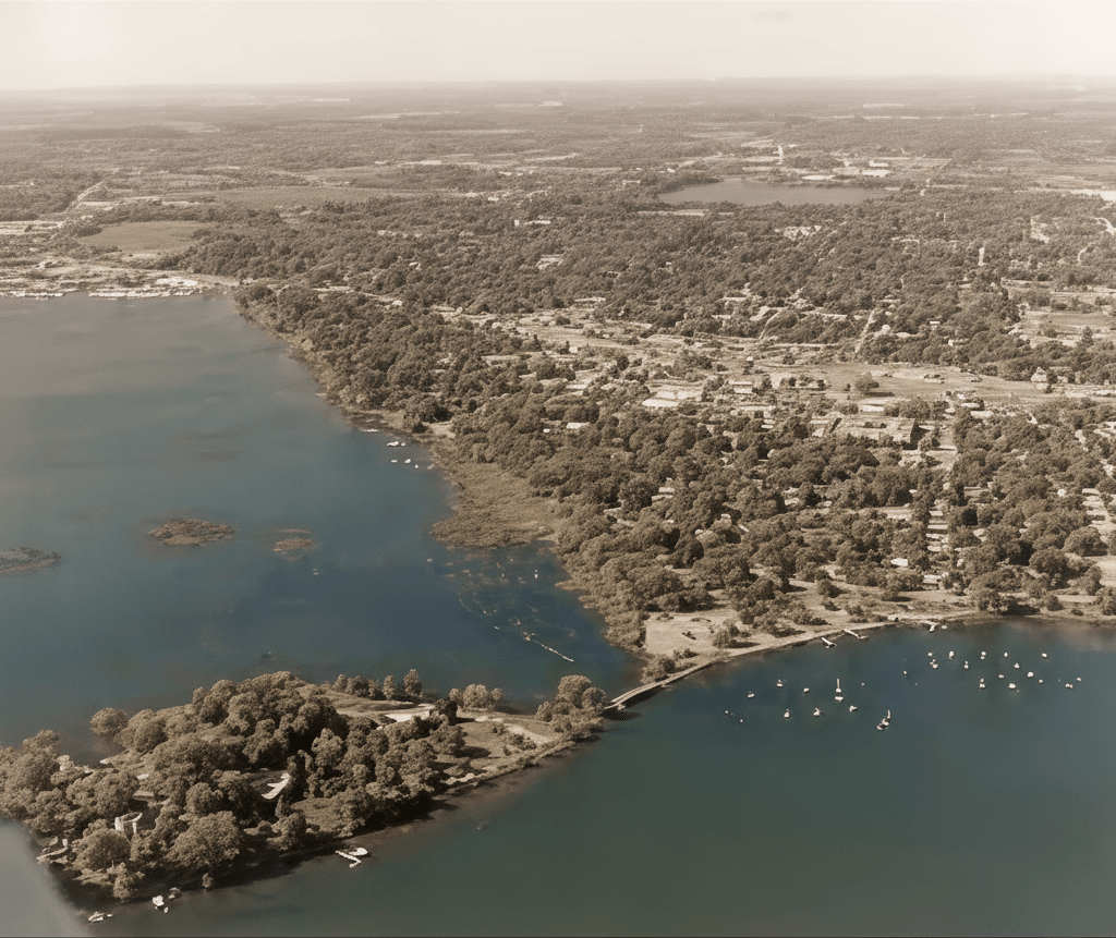 Aerial view of White Bear Lake and downtown area