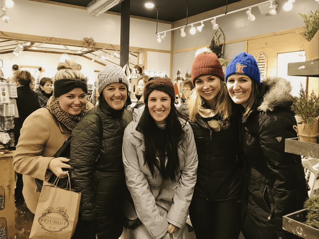Group of people at a downtown event