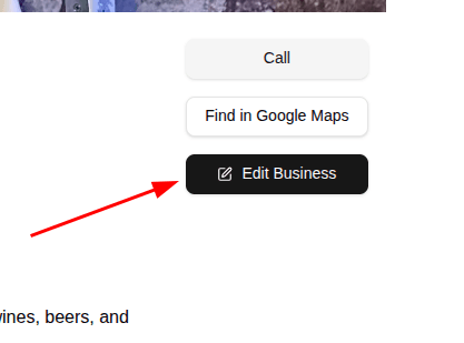 Edit button shown on your business detail page once you're logged in as the owner